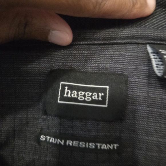 Haggar Men's Gray Stain Resistant Preppy Longsleeve Stretch Polo. M - Picture 4 of 5